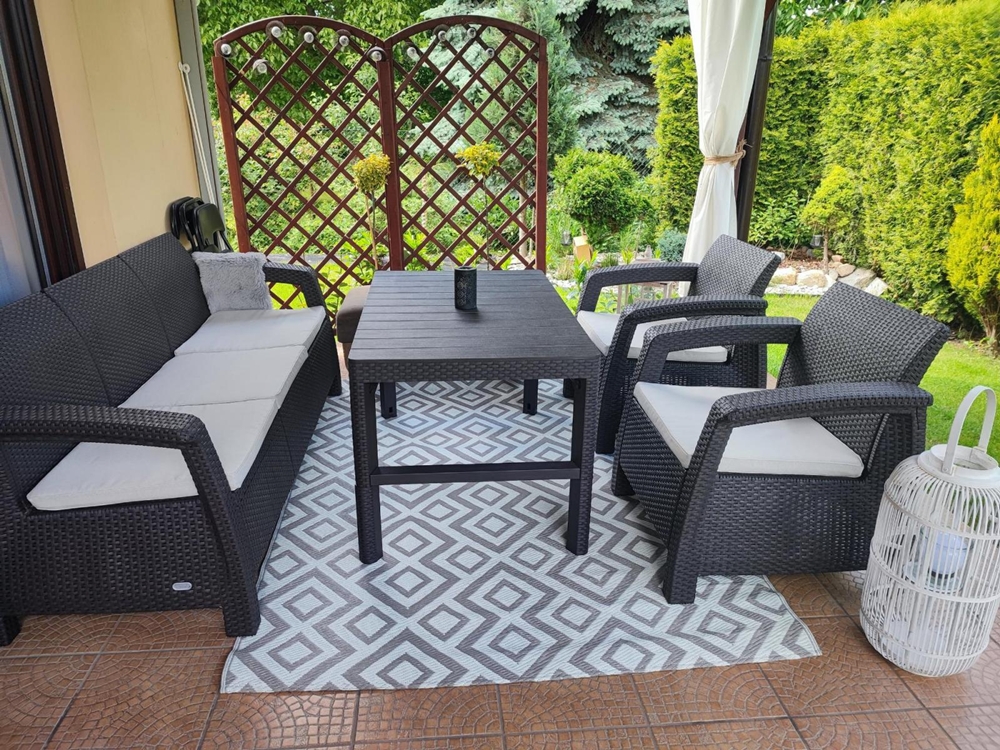 Mobilier de grădină Corfu Lyon Max culoarea grafit, set cu măsuță reglabilă